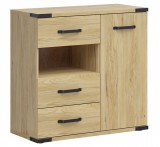 Black Red White BRW Lara 1-ajtós 3-fiókos komód