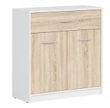 Black Red White BRW NEPO PLUS két ajtós/egy fiókos komód - fehér/sonoma tölgy (KOM2D1S)