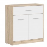 Black Red White BRW NEPO PLUS két ajtós/egy fiókos komód - sonoma tölgy/fehér (KOM2D1S)