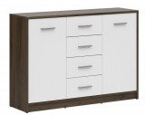 Black Red White BRW NEPO PLUS komód - nemes tölgy/fehér (KOM2D4S)