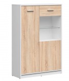 Black Red White BRW NEPO PLUS vitrines szekrény - fehér/sonoma tölgy (REG1D1W/90)