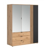 Black Red White BRW VABRES gardróbszekrény - SZF1D2M3S - artisan tölgy/fekete