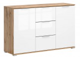 Black Red White BRW ZELE - Komód (wotan tölgy/fényes fehér) KOM2D3S