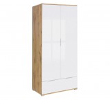 Black Red White BRW ZELE - Ruhásszekrény (wotan tölgy/fényes fehér) SZF2D1S