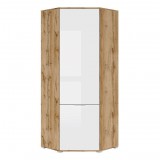 Black Red White BRW ZELE - Sarokszekrény (wotan tölgy/fényes fehér) SZFN1D