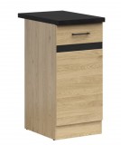 Black Red White JUNONA LINE - D1D/40/82_L - Alsószekrény elem, balos, munkalappal (bernstein tölgy/fekete tölgy/fekete-arany)
