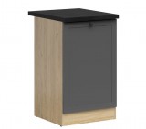 Black Red White JUNONA LINE - D1D/50/82_L - Alsószekrény elem, balos (bernstein tölgy/fekete-arany/grafit) munkalappal