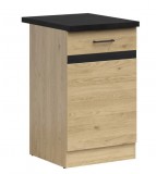 Black Red White JUNONA LINE - D1D/50/82_L - Alsószekrény elem, balos, munkalappal (bernstein tölgy/fekete tölgy/fekete-arany)