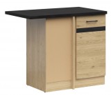 Black Red White JUNONA LINE - DNW/100/82_L - Alsó sarokelem, balos, munkalappal (bernstein tölgy/wenge/fekete-arany)