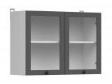 Black Red White JUNONA LINE - G2W/80/57 - Vitrines felsőszekrény elem (grafit/fehér)