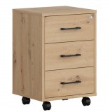 Black Red White SPACE OFFICE 3 fiókos irodai konténer (KTN3S) - artisan tölgy