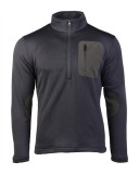 BLACK THERMO-FLEECE ZIP-PULLOVER - félcipzáras polár pulóver, fekete