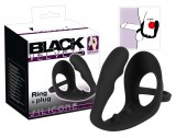 Black Velvets Black Velvet - hullámos análdildó pénisz- és heregyűrűvel (fekete)