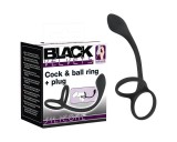 Black Velvets - vékony, pénisz- és heregyűrűs anál dildó (fekete)