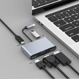 BlackBird 5in1 Dokkoló USB-C (USB, PD, HDMI, VGA, DP) (BH1357) (BH1357)