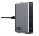 BLACKBIRD BH1672 hálózati töltő 3 USB +5 Type-C aljzat (300W, GaN, PD gyorstöltő) FEKETE