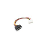 BlackBird SATA 15 pin plug to Molex 4 pin female Tápkábel 12cm BH1501