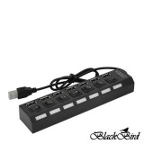 BLACKBIRD USB 2.0 HUB 7 PORT KÜLSŐ TÁPPAL, KAPCSOLÓVAL