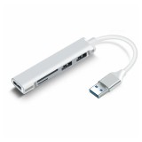 BlackBird USB 3.0 multiport hub 5in1 3xUSB3.0, SD, TF, Silver BH1472
