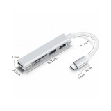 BlackBird USB 3.0 Type-c multiport hub 5in1 3xUSB3.0, SD, TF, Silver BH1471
