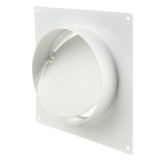 BLAUBERG BLAUPLAST RVPK 125 Műanyag keretes csőtoldó visszacsapószeleppel, fali takarólappal 125 mm kör légcsatornához, 170 mm külmérettel.