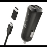 Blautel 4-OK autós töltő 2 USB aljzat (5V / 3400mA + Type-C adapter + microUSB kábel) FEKETE (CMM3AX) (CMM3AX) - Autós Töltők