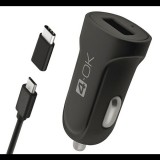 Blautel 4-OK autós töltő USB aljzat (5V / 2100mA + Type-C adapter + microUSB kábel) FEKETE (CMM2AX) (CMM2AX) - Autós Töltők