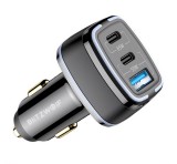 BLITZWOLF BW-BC4 autós töltő USB+2 Type-C aljzat (115W, PD gyorstöltő 3.0) FEKETE