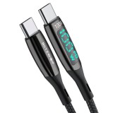 BlitzWolf USB-C – USB-C kábel kijelzővel 100W 1.8m fekete (BW-TC23) (BW-TC23 1.8m)