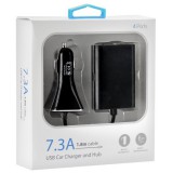 BlueStar autós töltő 4 x USB, 7,3 A, kábel 1,8 m
