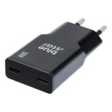 Bluestar Slim GaN hálózati töltőfej 30W 2× USB-C – gyorstöltő adapter (Power Delivery, Quick Charge)