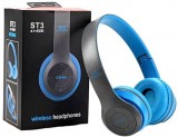 Bluetooth fejhallgató mikrofonnal ,rádio fm és SD kártya olvasóval ,ST3 kék
