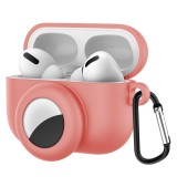 Bluetooth fülhallgató töltőtok tartó, szilikon, karabiner, AirTag tartóval, Apple AirPods Pro kompatibilis, Wooze AirTag Follow AirPods, barack (102346) - Fülhallgató tok