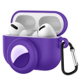 Bluetooth fülhallgató töltőtok tartó, szilikon, karabiner, AirTag tartóval, Apple AirPods Pro kompatibilis, Wooze AirTag Follow AirPods, lila (102344) - Fülhallgató tok