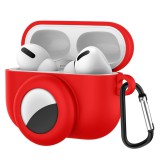 Bluetooth fülhallgató töltőtok tartó, szilikon, karabiner, AirTag tartóval, Apple AirPods Pro kompatibilis, Wooze AirTag Follow AirPods, piros (102700) - Fülhallgató tok