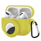 Bluetooth fülhallgató töltőtok tartó, szilikon, karabiner, AirTag tartóval, Apple AirPods Pro kompatibilis, Wooze AirTag Follow AirPods, sárga (102342) - Fülhallgató tok