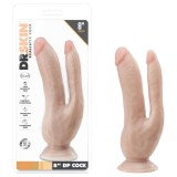 Blush Dr. Skin 8 - tapadókorongos dupla dildó (natúr)