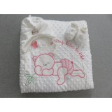 Bm Bebessi babatakaró szett babakocsiba - fehér-rózsaszín