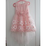 Bm Carla - barack színű alkalmi kislány ruha tüll uszállyal (158/164)