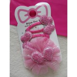 Bm Csillogó flitteres hajdísz szett - sötét rózsaszín tüllös