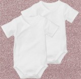 Bm Fehér átlapolós biopamut baba body  (2 db) (50) - TÖBB MÉRETBEN