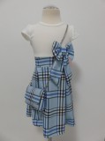 Bm Fehér-kék kockás kislány ruha kistáskával (158/164)