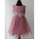 Bm Gaia - elegáns mályva kislány tüll ruha fehér csipkével (68/74)