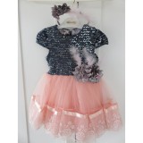 Bm Giulia - ezüst-barack alkalmi kislány ruha hajpánttal (86/92)