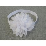 Bm Hófehér virágos, fodros kislány hajpánt (0-3 év)