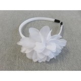 Bm Hófehér virágos kislány hajpánt/hajráf