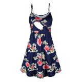 Bm Könnyű, pántos virágmintás szoptatós kismama ruha (XL) - TÖBB MÉRETBEN