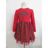 Bm Letizia - szívecskés, piros kockás karácsonyi ruha (98) -TÖBB MÉRETBEN