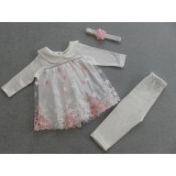 Bm Martina - fehér-barack kislány alkalmi babaruha szett (74)