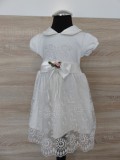 Bm Törtfehér hímzett keresztelő kislány ruha virágdísszel (74) - TÖBB MÉRETBEN